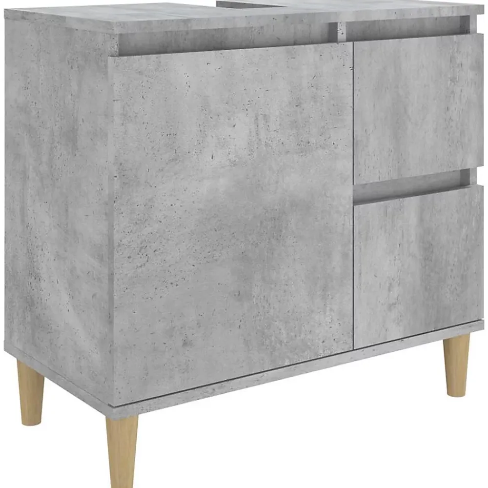 zmh Armoire de salle de bain gris béton 65x33x60 cm