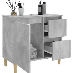zmh Armoire de salle de bain gris béton 65x33x60 cm