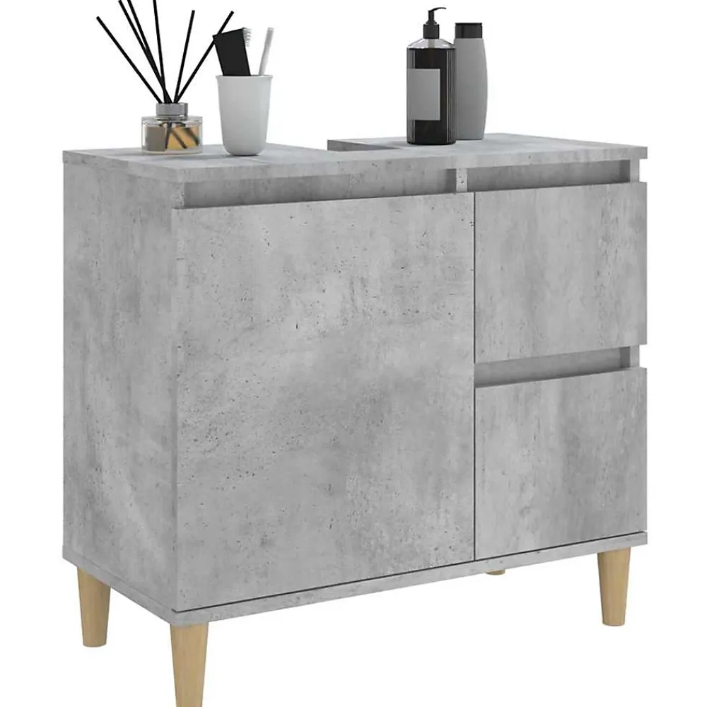 zmh Armoire de salle de bain gris béton 65x33x60 cm