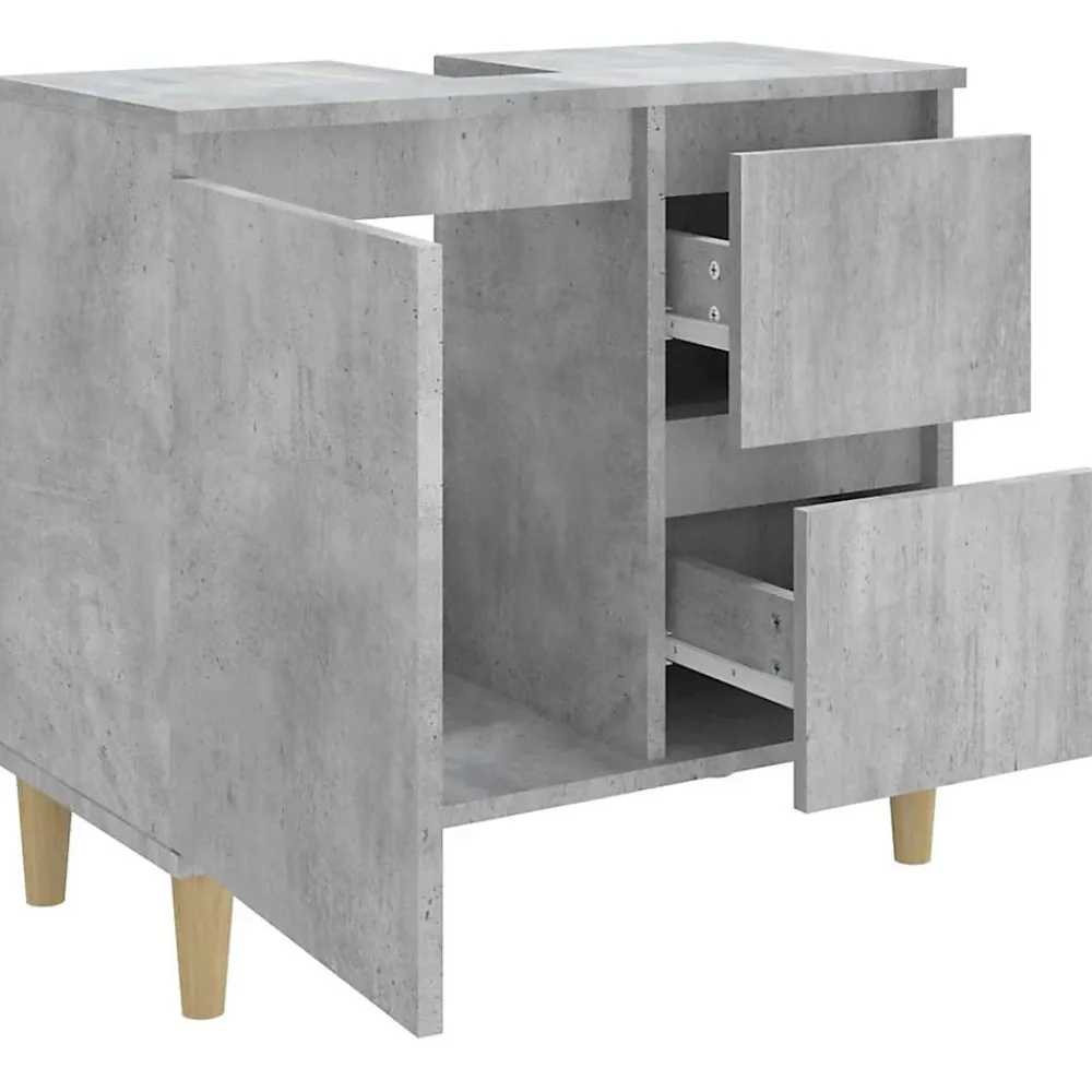 zmh Armoire de salle de bain gris béton 65x33x60 cm