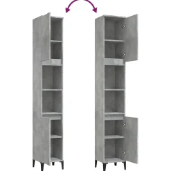 Meuble Wc|zmh Armoire de salle de bain gris béton 30x30x190 cm