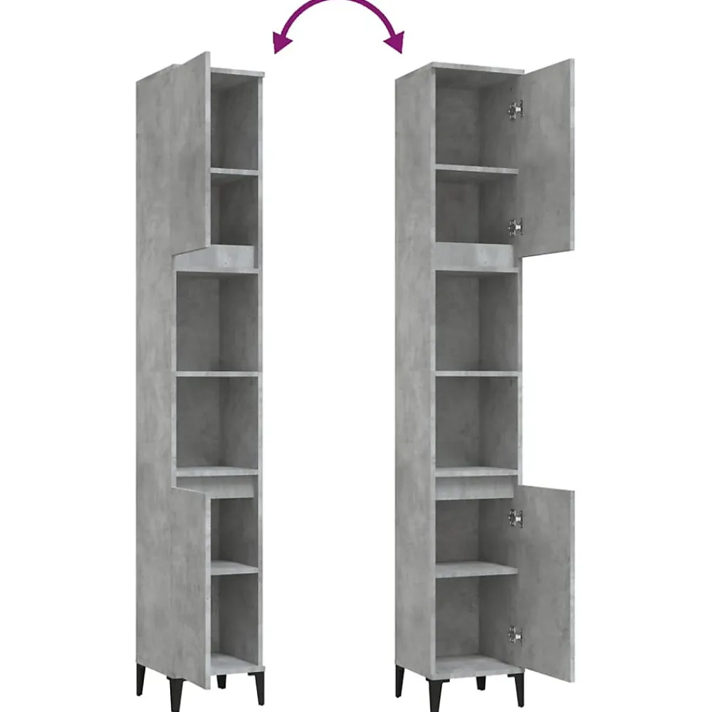 Meuble Wc|zmh Armoire de salle de bain gris béton 30x30x190 cm