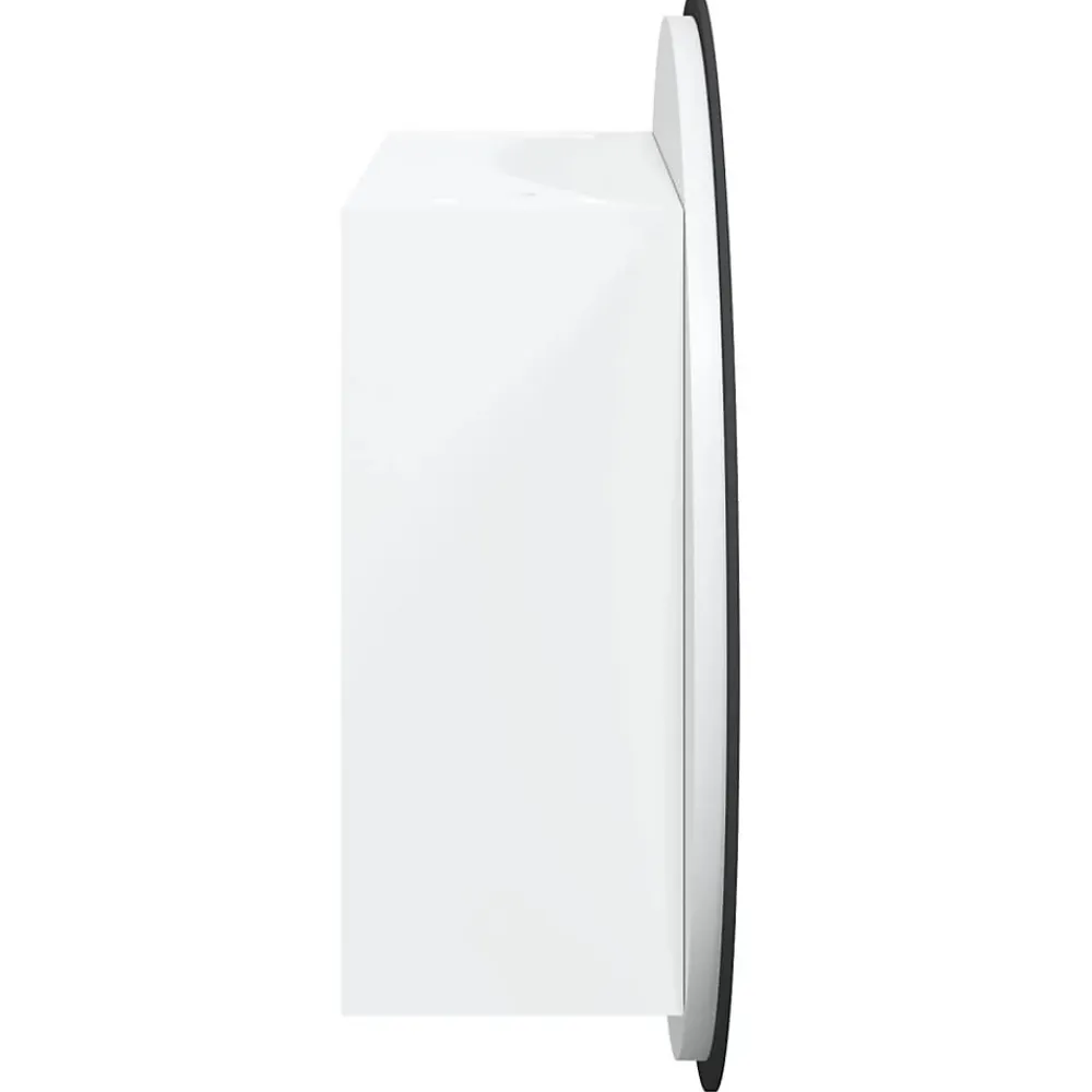 Meuble Wc|zmh Armoire de salle de bain miroir rond et LED Blanc 47x47x17,5 cm