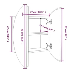 Meuble Wc|zmh Armoire de salle de bain miroir rond et LED Blanc 47x47x17,5 cm