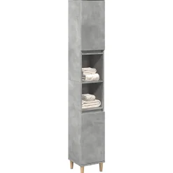 Meuble Wc|zmh Armoire de salle de bain gris béton 30x30x190 cm