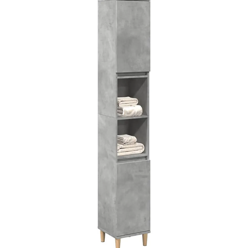 Meuble Wc|zmh Armoire de salle de bain gris béton 30x30x190 cm