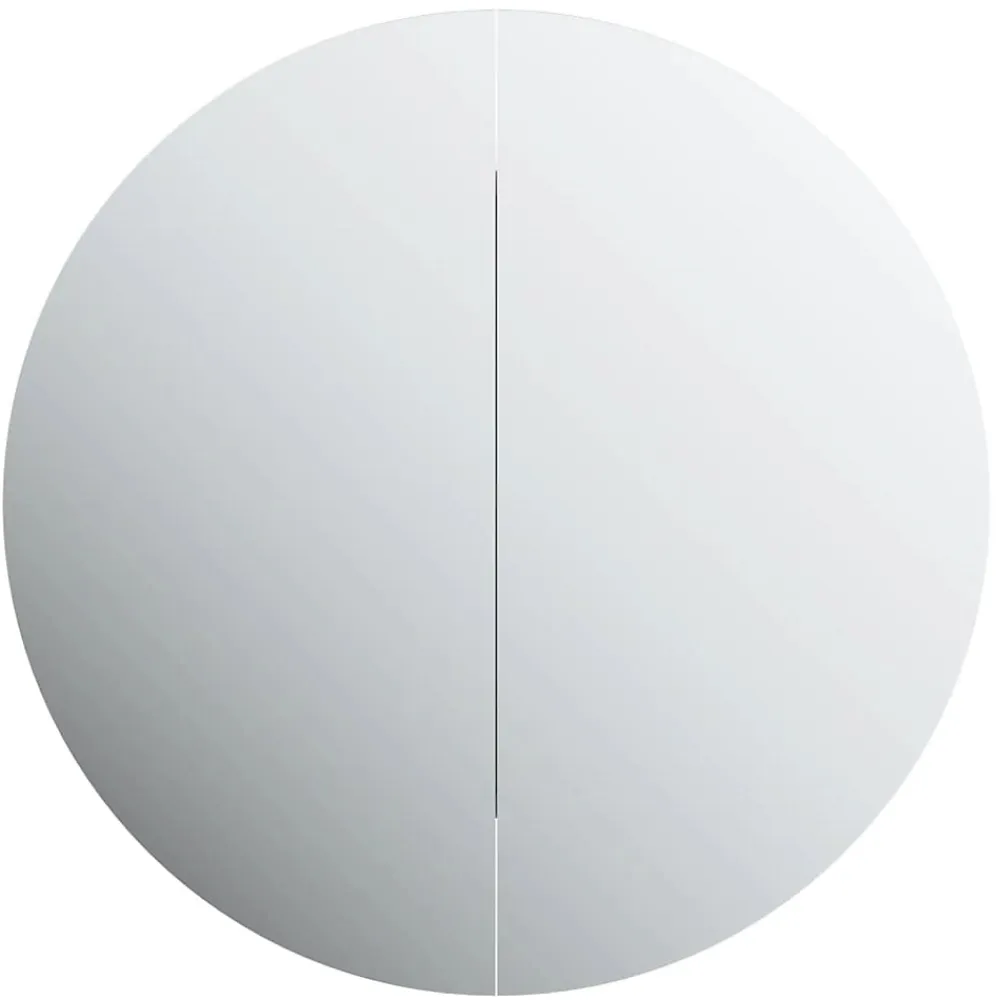 Meuble Wc|zmh Armoire de salle de bain miroir rond et LED Gris 47x47x17,5 cm