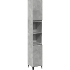 Meuble Wc|zmh Armoire de salle de bain gris béton 30x30x190 cm