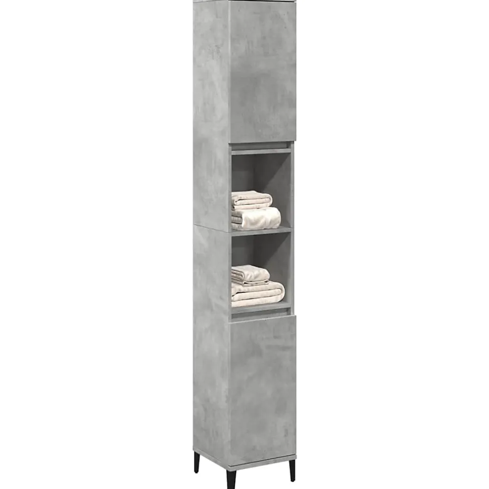 Meuble Wc|zmh Armoire de salle de bain gris béton 30x30x190 cm