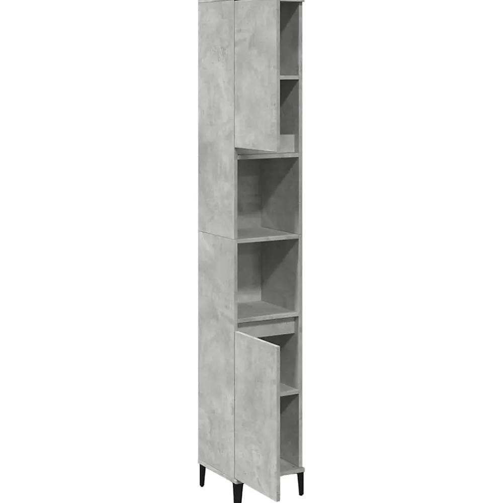 Meuble Wc|zmh Armoire de salle de bain gris béton 30x30x190 cm