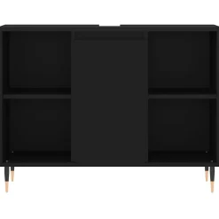 zmh Armoire de salle de bain noir 80x33x60 cm bois d'ingénierie