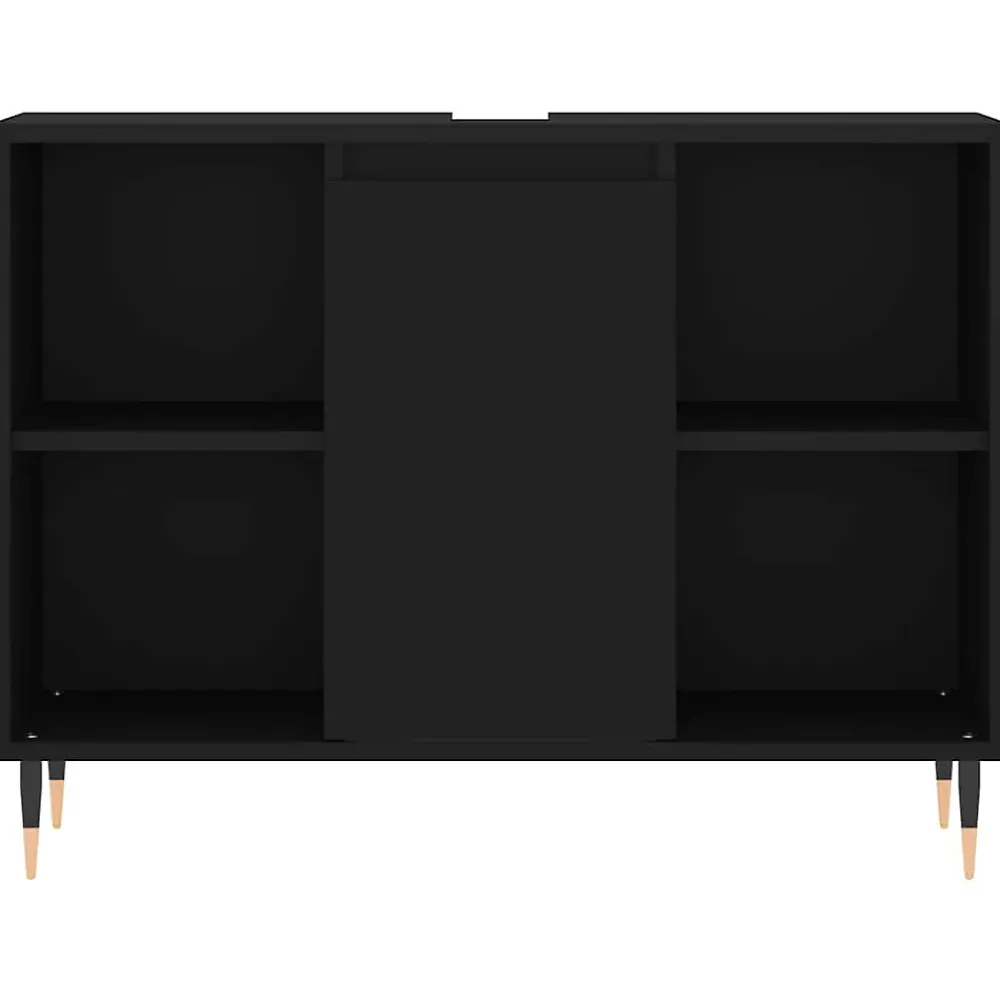 zmh Armoire de salle de bain noir 80x33x60 cm bois d'ingénierie