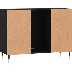 zmh Armoire de salle de bain noir 80x33x60 cm bois d'ingénierie