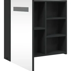 Meuble Wc|zmh Armoire de salle de bain à miroir avec LED noir 60x13x52 cm
