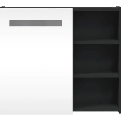 Meuble Wc|zmh Armoire de salle de bain à miroir avec LED noir 60x13x52 cm