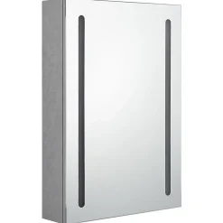 zmh Armoire de salle de bain à miroir LED gris béton 50x13x70 cm