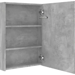 zmh Armoire de salle de bain à miroir LED gris béton 50x13x70 cm
