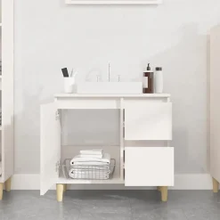 Meuble Wc|zmh Armoire de salle de bain blanc 65x33x60 cm bois d'ingénierie