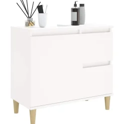 Meuble Wc|zmh Armoire de salle de bain blanc 65x33x60 cm bois d'ingénierie