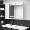 Meuble Wc|zmh Armoire de salle de bain à miroir LED Blanc brillant 80x12x68cm