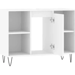 zmh Armoire de salle de bain blanc 80x33x60 cm bois d'ingénierie