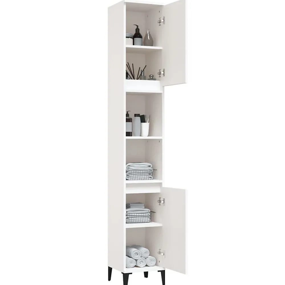 zmh Armoire de salle de bain blanc 30x30x190 cm bois d'ingénierie