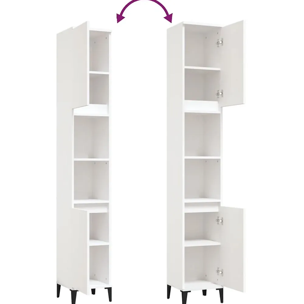 zmh Armoire de salle de bain blanc 30x30x190 cm bois d'ingénierie