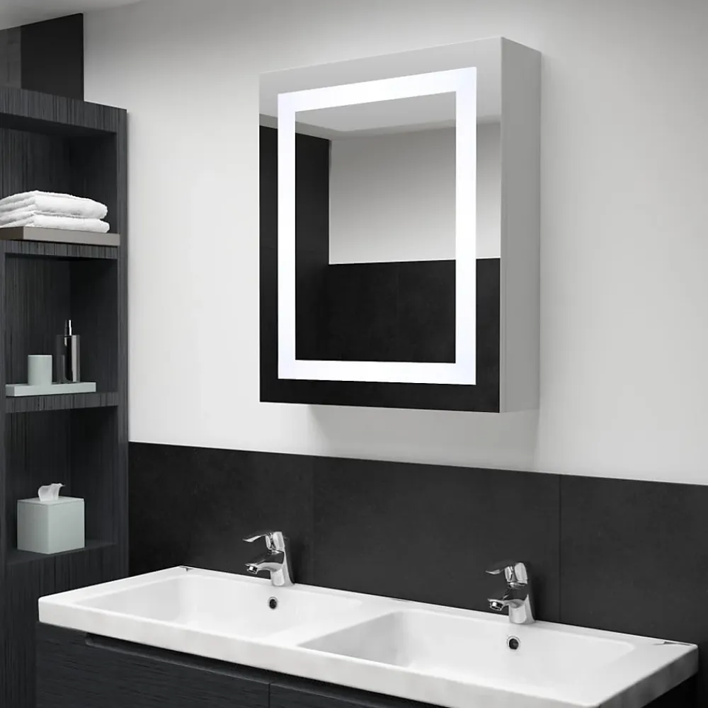 zmh Armoire de salle de bain à miroir LED 50x13x70 cm
