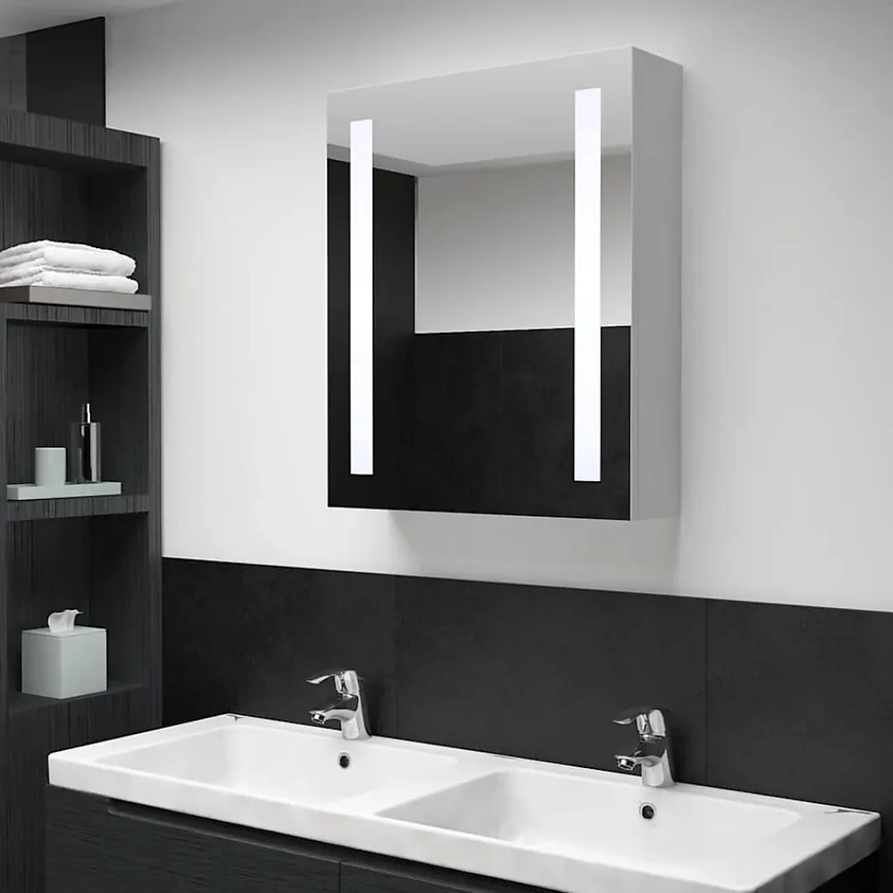 zmh Armoire de salle de bain à miroir LED 50x13x70 cm