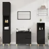 zmh Armoire de salle de bain noir 65x33x60 cm bois d'ingénierie