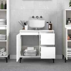 Meuble Wc|zmh Armoire de salle de bain blanc 65x33x60 cm bois d'ingénierie