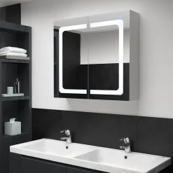 zmh Armoire de salle de bain à miroir LED 80x12,2x68 cm