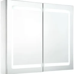zmh Armoire de salle de bain à miroir LED 80x12,2x68 cm