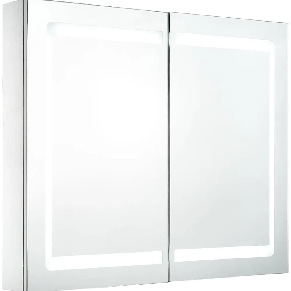 zmh Armoire de salle de bain à miroir LED 80x12,2x68 cm