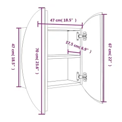 Meuble Wc|zmh Armoire de salle de bain miroir rond et LED Noir 47x47x17,5 cm
