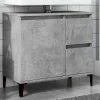 zmh Armoire d'évier gris béton 65x33x60 cm bois d'ingénierie