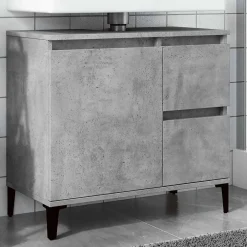 zmh Armoire d'évier gris béton 65x33x60 cm bois d'ingénierie