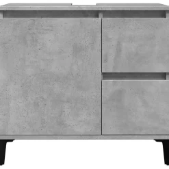 zmh Armoire d'évier gris béton 65x33x60 cm bois d'ingénierie