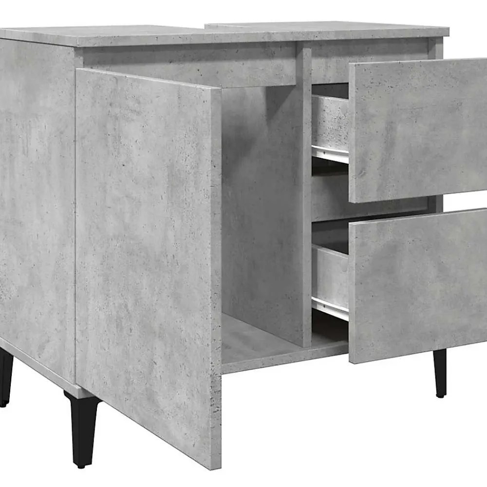 zmh Armoire d'évier gris béton 65x33x60 cm bois d'ingénierie