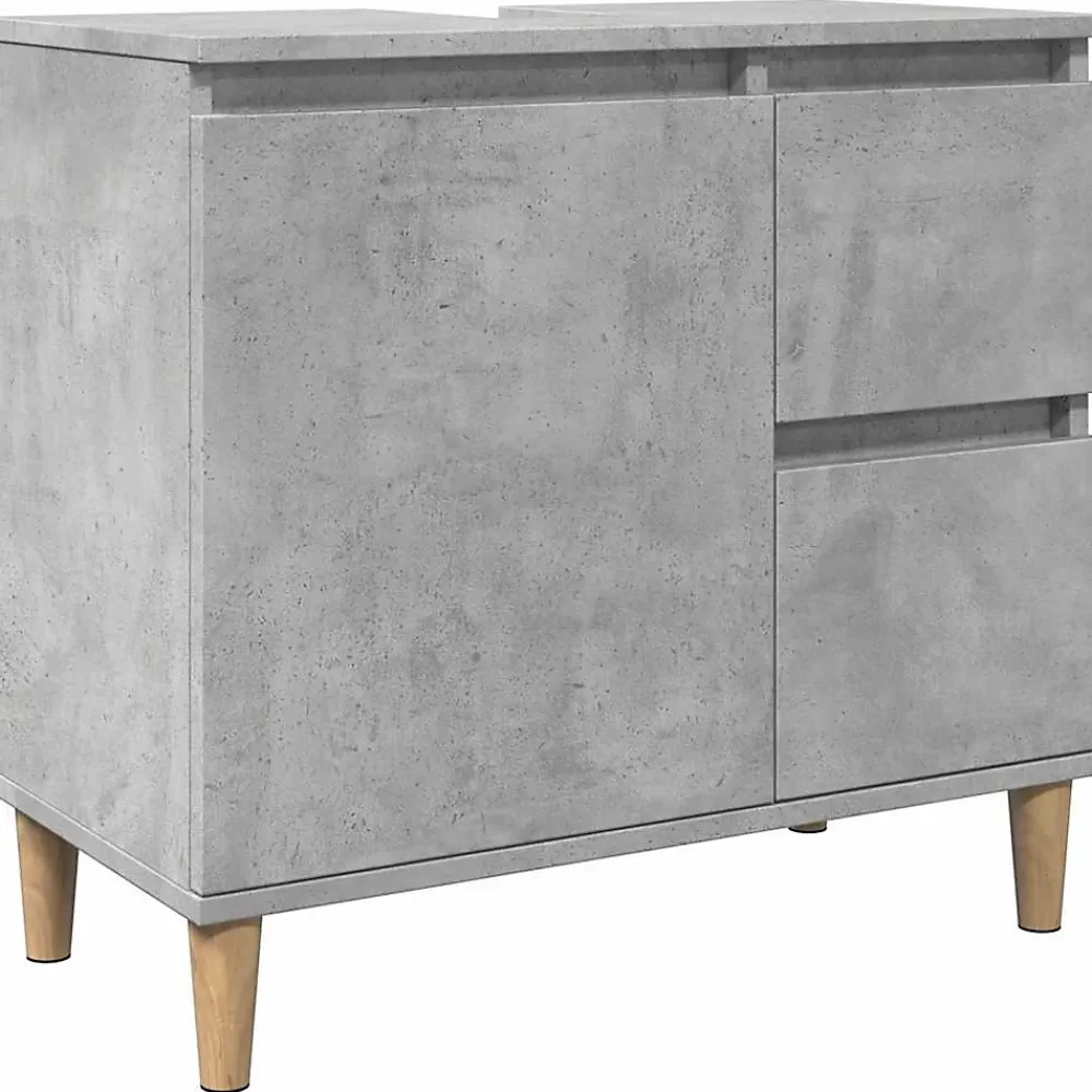 Meuble Wc|zmh Armoire d'évier gris béton 65x33x60 cm bois d'ingénierie