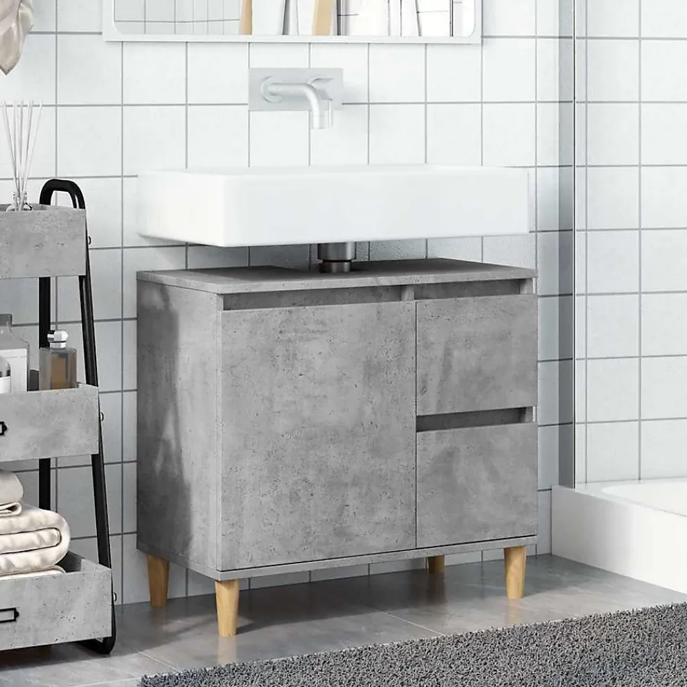 Meuble Wc|zmh Armoire d'évier gris béton 65x33x60 cm bois d'ingénierie