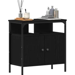 zmh Armoire lavabo de salle de bain chêne noir 60x30x60 cm