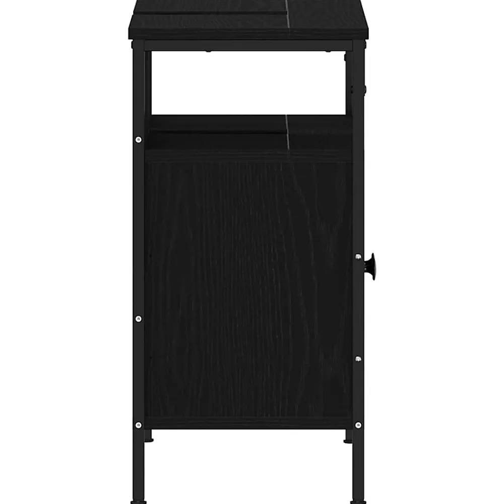zmh Armoire lavabo de salle de bain chêne noir 60x30x60 cm