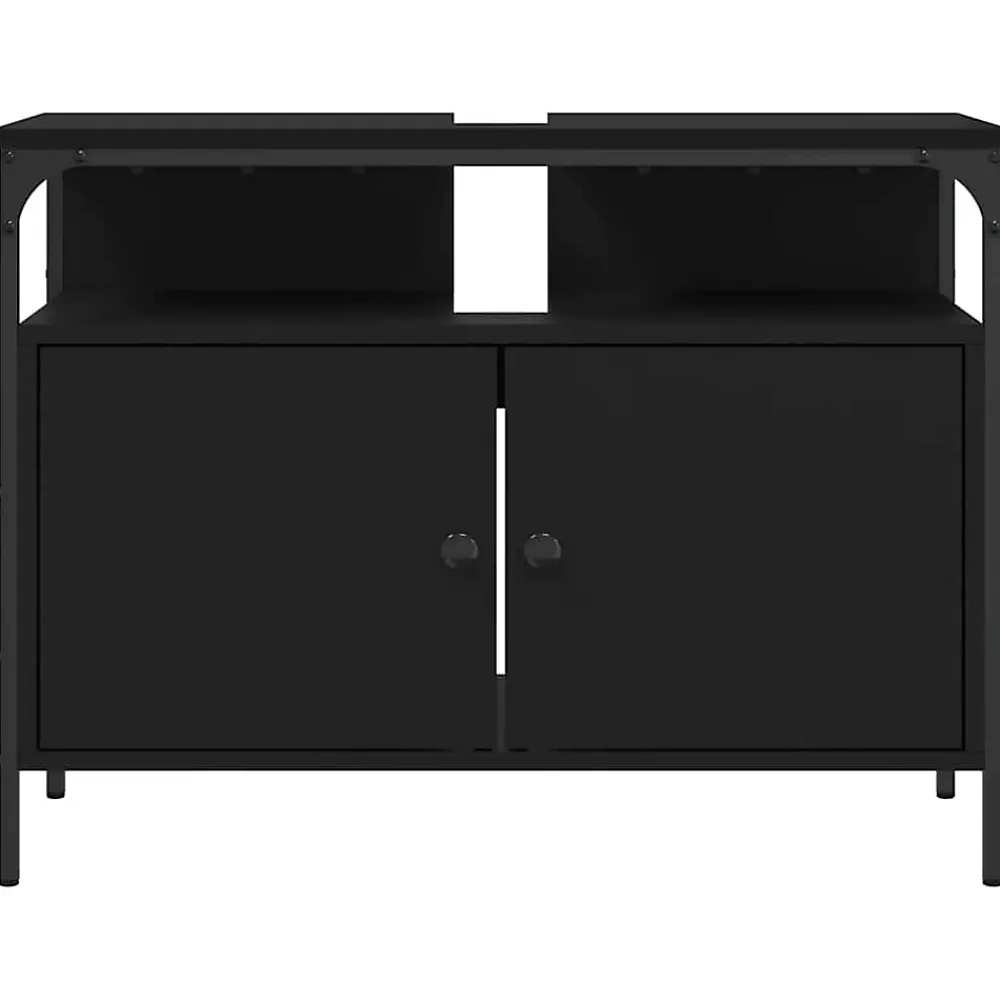 Meuble Wc|zmh Armoire lavabo de salle de bain noir 80x30x60 cm