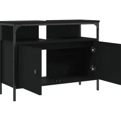Meuble Wc|zmh Armoire lavabo de salle de bain noir 80x30x60 cm