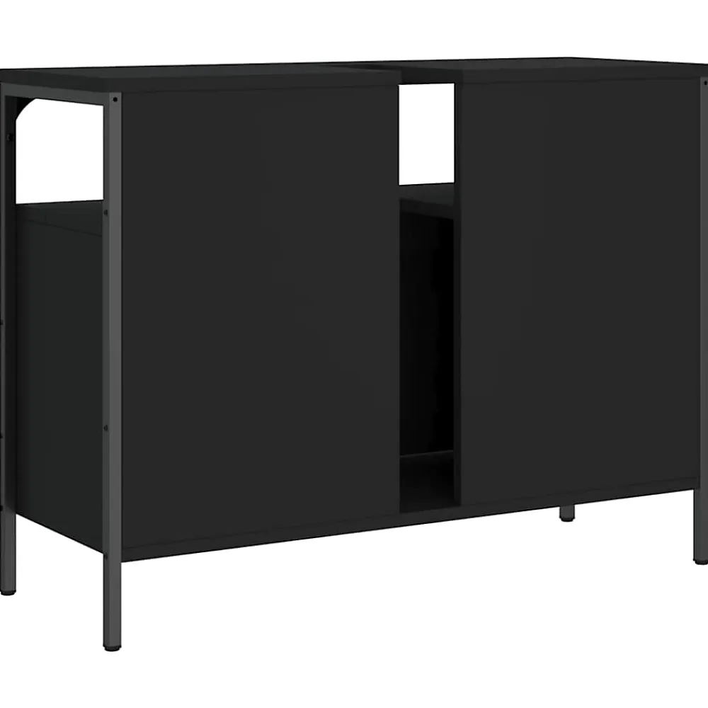 Meuble Wc|zmh Armoire lavabo de salle de bain noir 80x30x60 cm