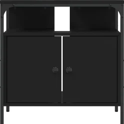 zmh Armoire lavabo de salle de bain noir 60x30x60 cm