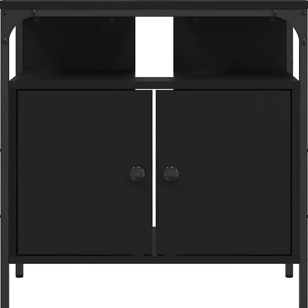zmh Armoire lavabo de salle de bain noir 60x30x60 cm