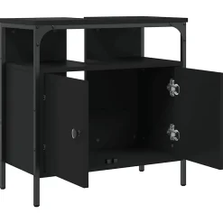 zmh Armoire lavabo de salle de bain noir 60x30x60 cm