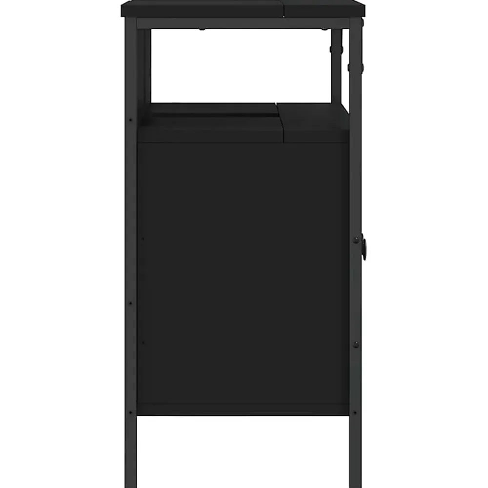 zmh Armoire lavabo de salle de bain noir 60x30x60 cm